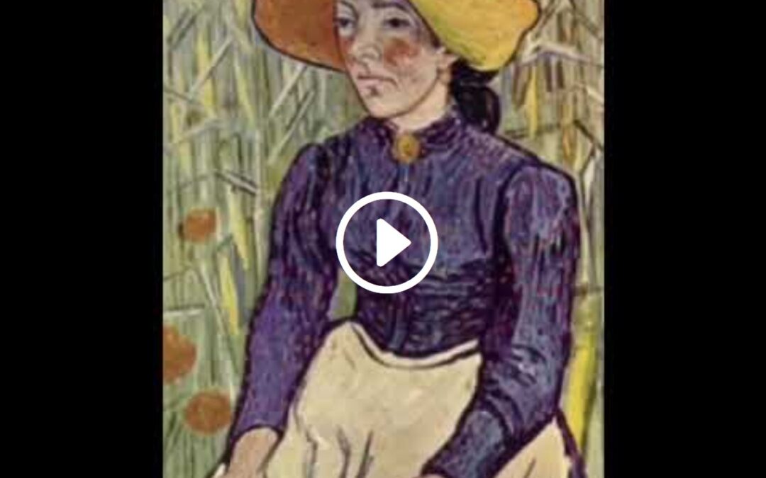 Joven campesina con sombrero de paja amarillo
